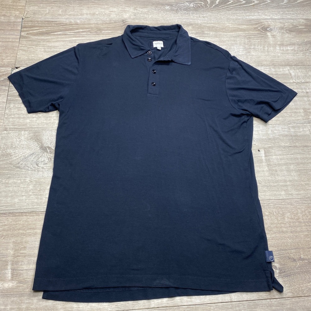 Armani Collezioni Polo Shirt Mens XXL Navy Blue Short Sleeve Luxury Casual